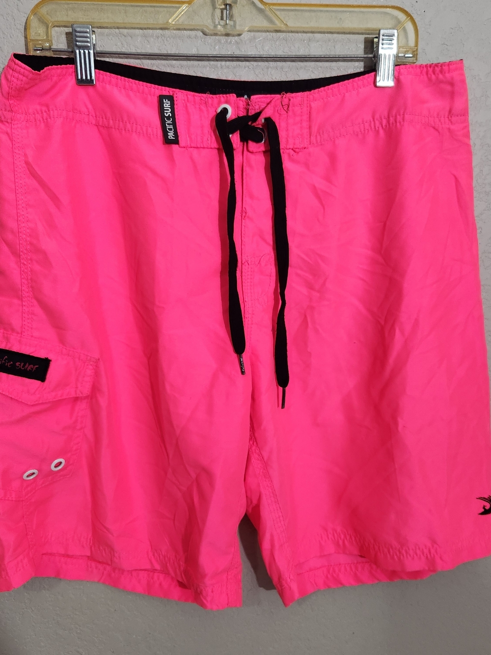 Men’s Neon Pink Board Shorts with Black Drawstring